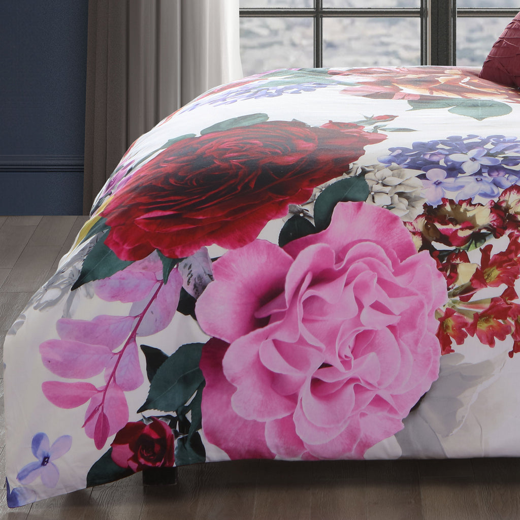 Bebejan Magenta Floral 5 Piece Reversible Comforter Set