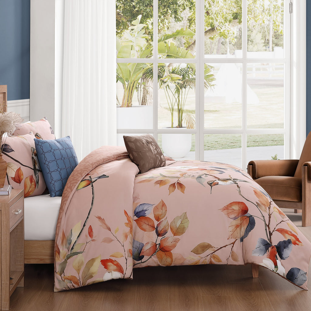 Latest Living Peachy Dogwood 5 Piece Reversible Comforter Set Comforter Sets By Latest Living