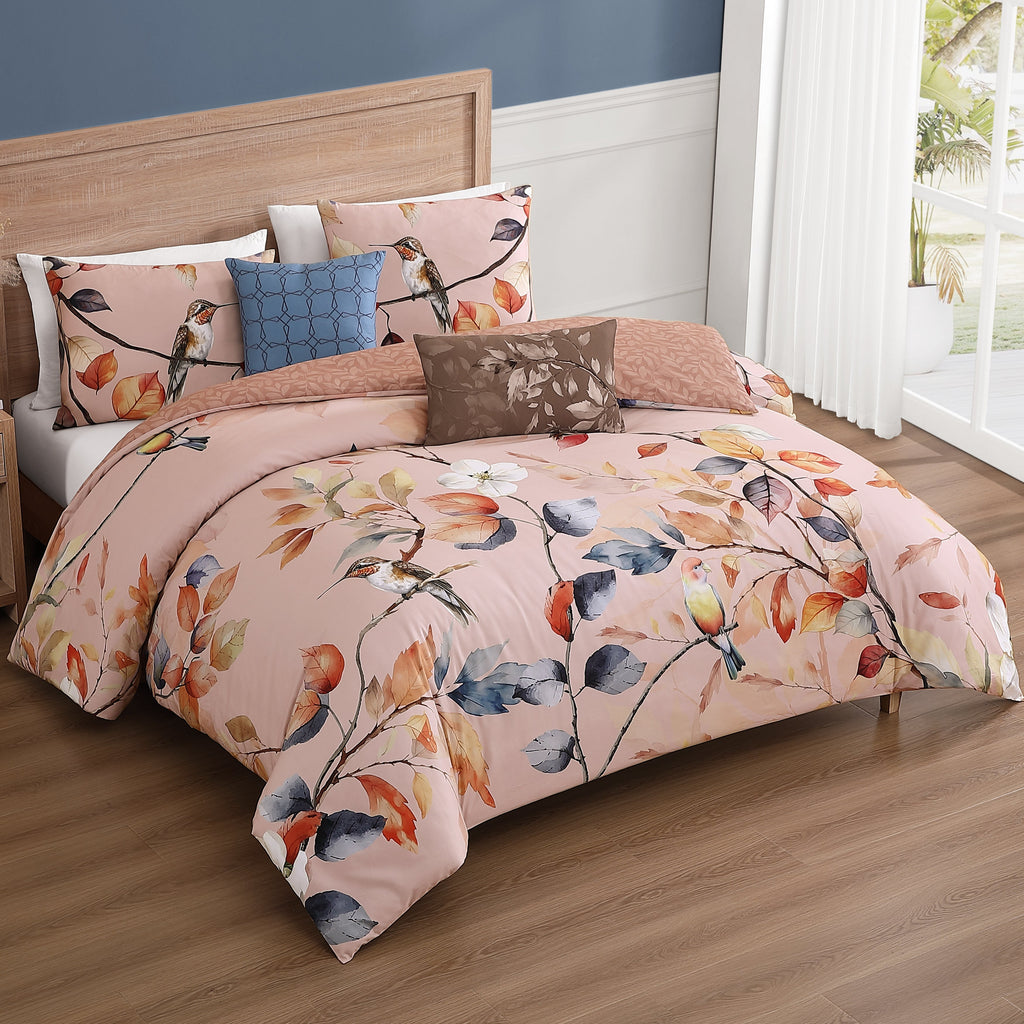 Latest Living Peachy Dogwood 5 Piece Reversible Comforter Set Comforter Sets By Latest Living