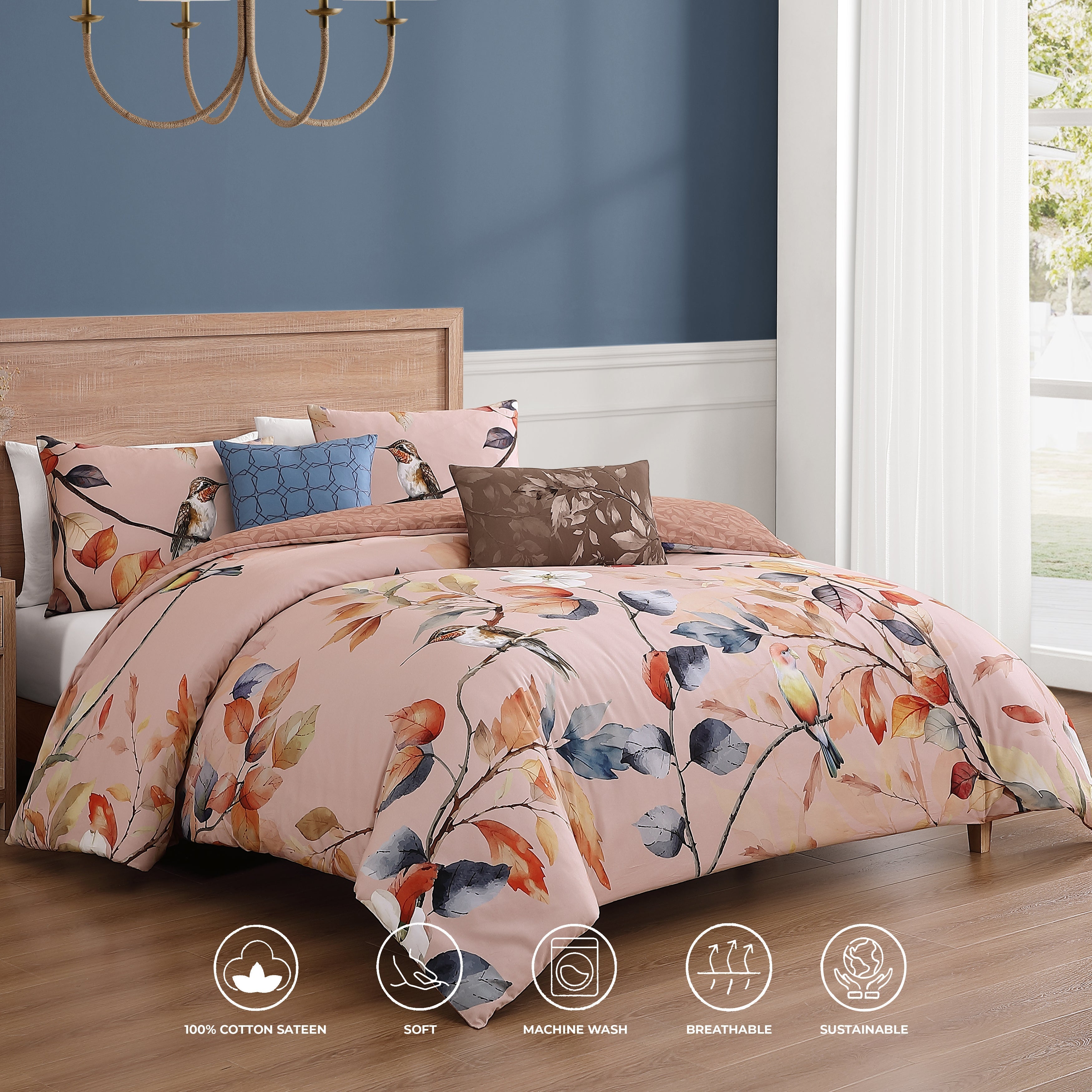 Latest Living Peachy Dogwood 5 Piece Reversible Comforter Set Comforter Sets By Latest Living