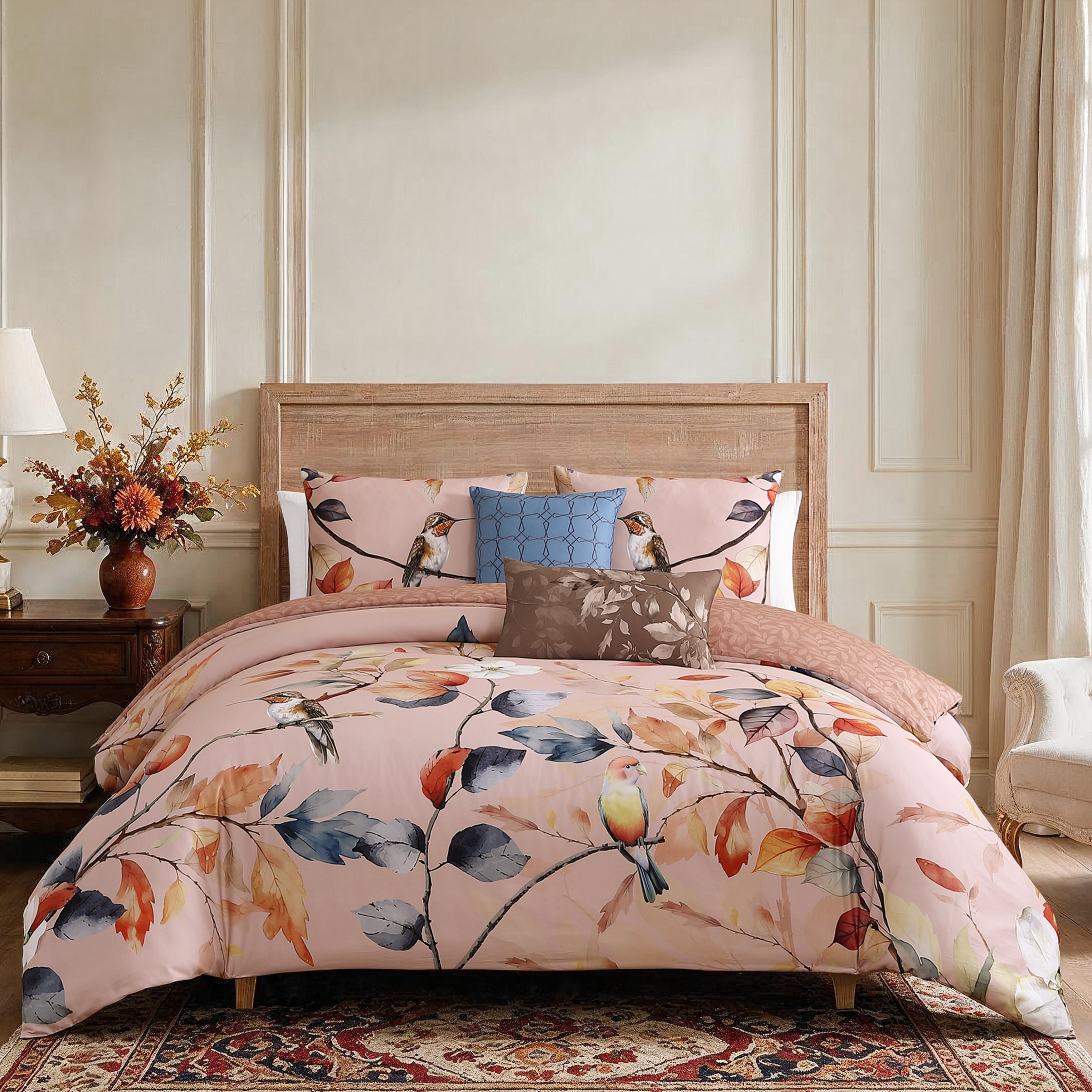 Latest Living Peachy Dogwood 5 Piece Reversible Comforter Set