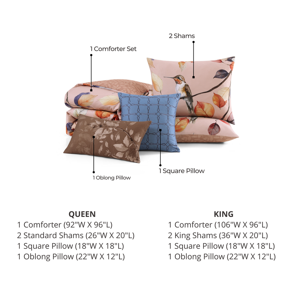 Latest Living Peachy Dogwood 5 Piece Reversible Comforter Set