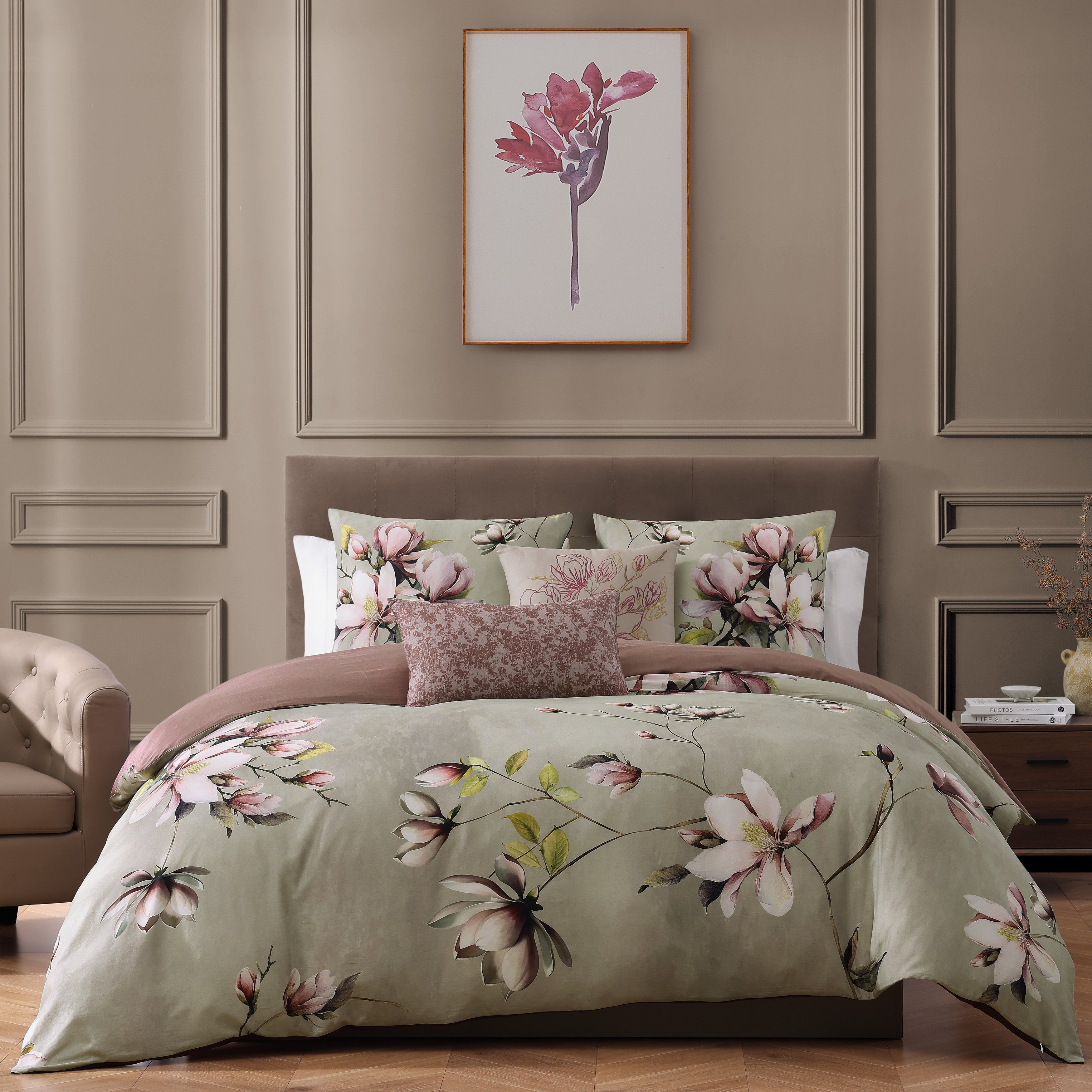 Latest Living Purple Lilies 5 Piece Reversible Comforter Set