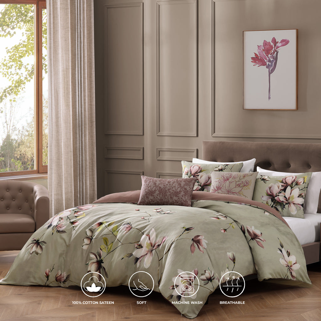 Latest Living Purple Lilies 5 Piece Reversible Comforter Set