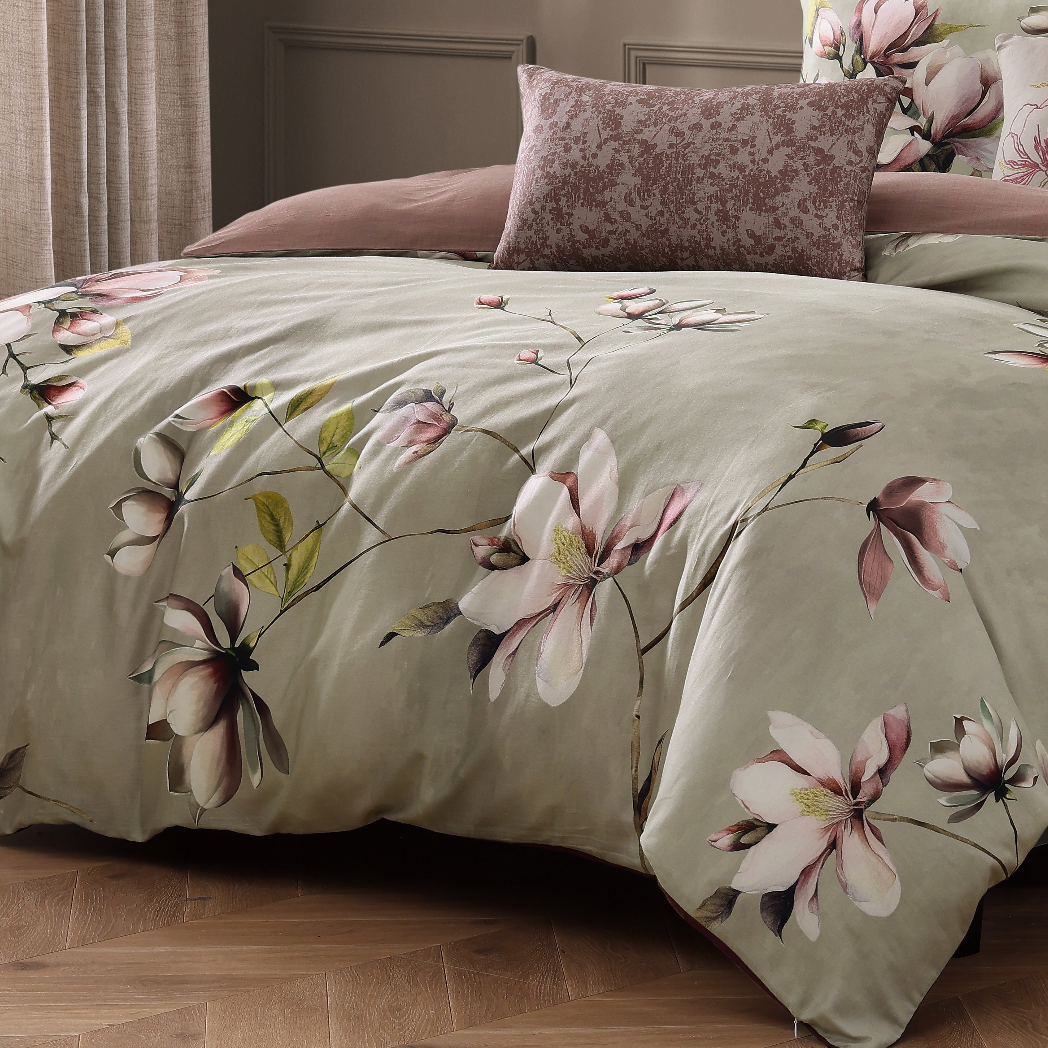 Latest Living Purple Lilies 5 Piece Reversible Comforter Set