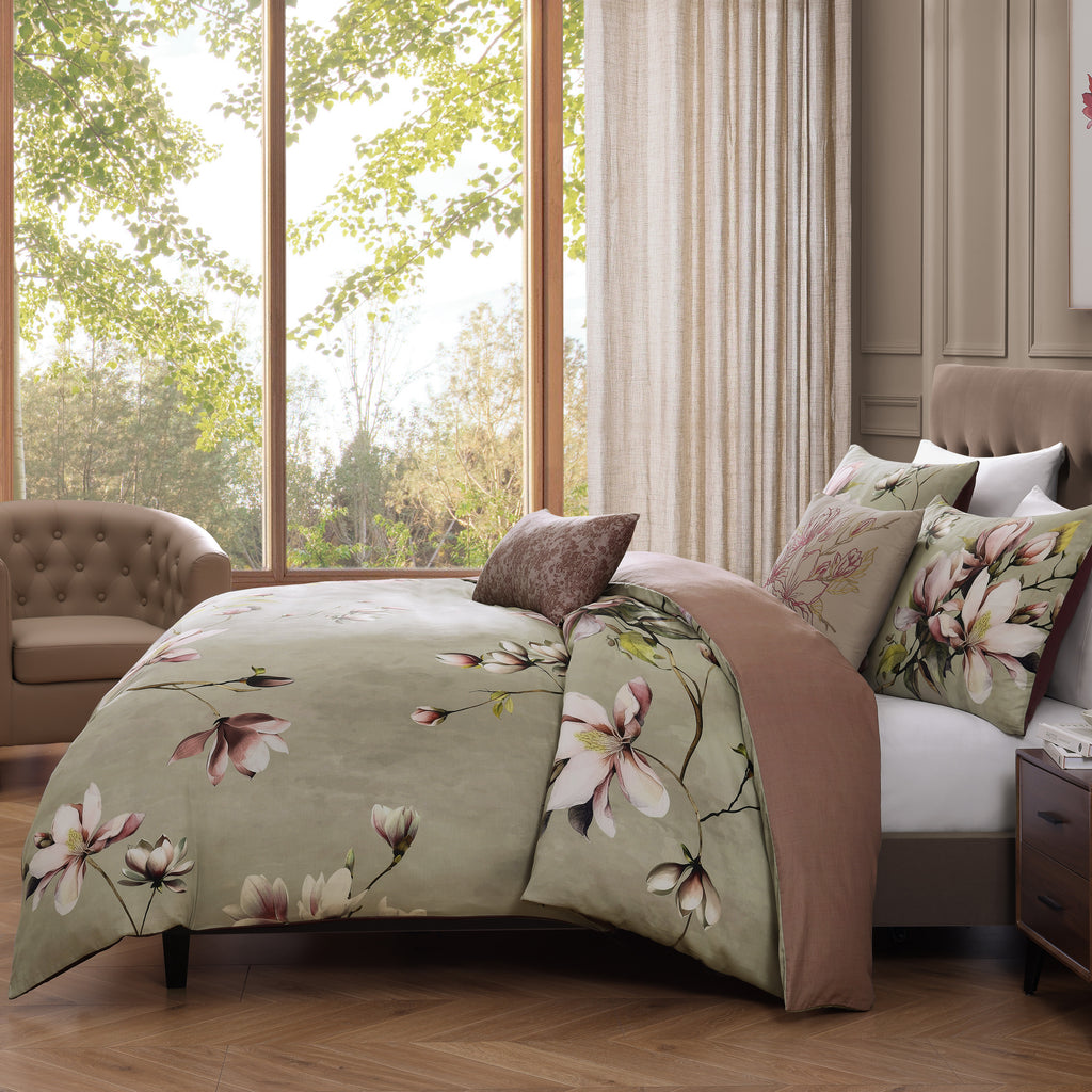 Latest Living Purple Lilies 5 Piece Reversible Comforter Set