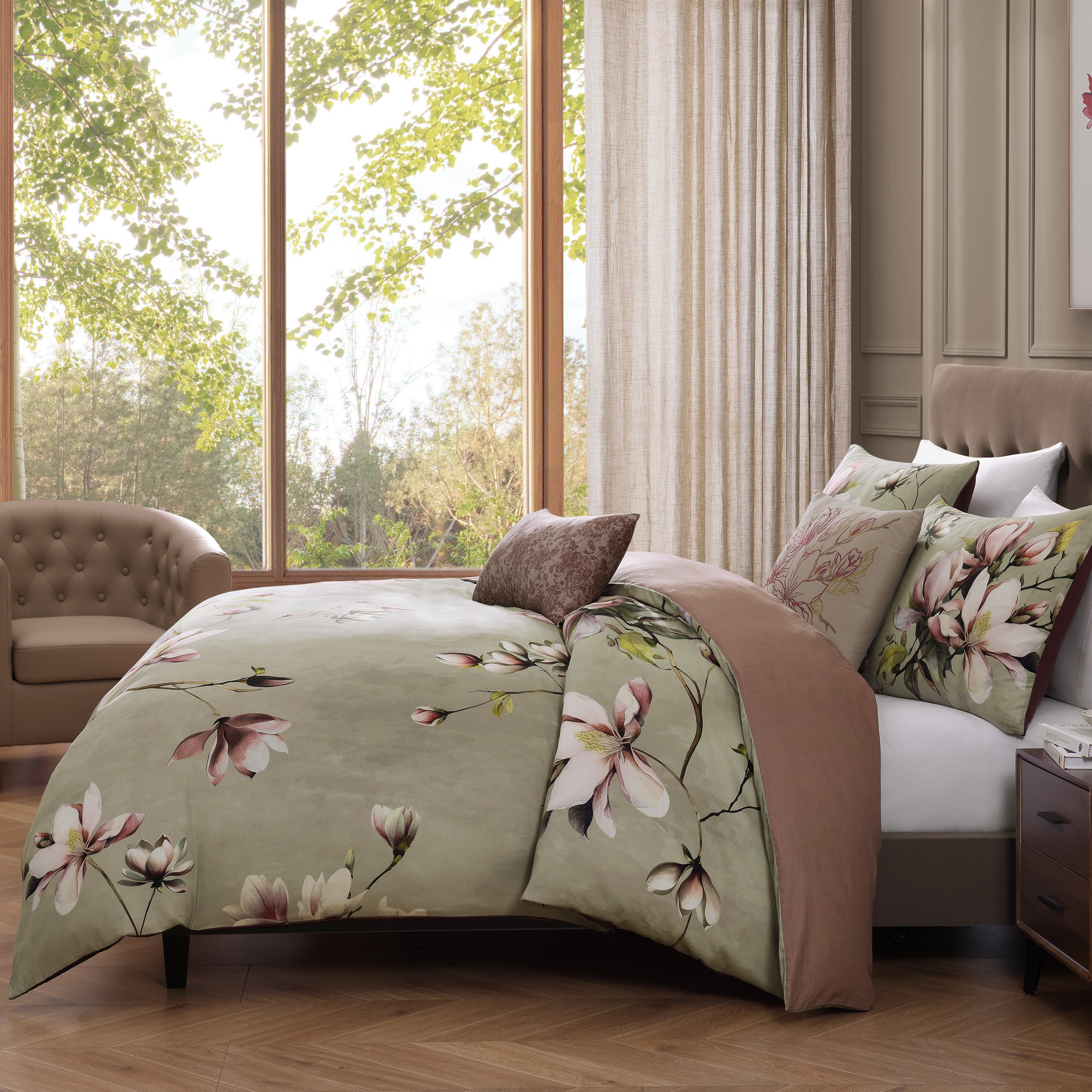 Latest Living Purple Lilies 5 Piece Reversible Comforter Set