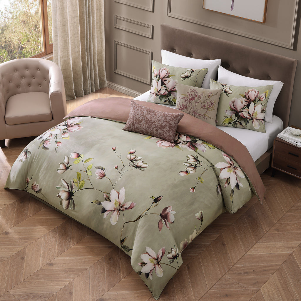 Latest Living Purple Lilies 5 Piece Reversible Comforter Set