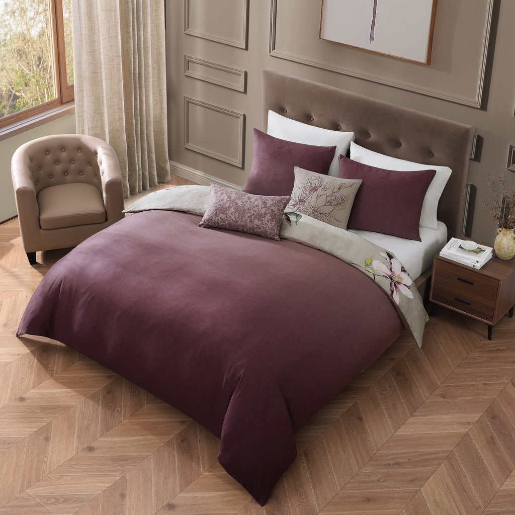 Latest Living Purple Lilies 5 Piece Reversible Comforter Set
