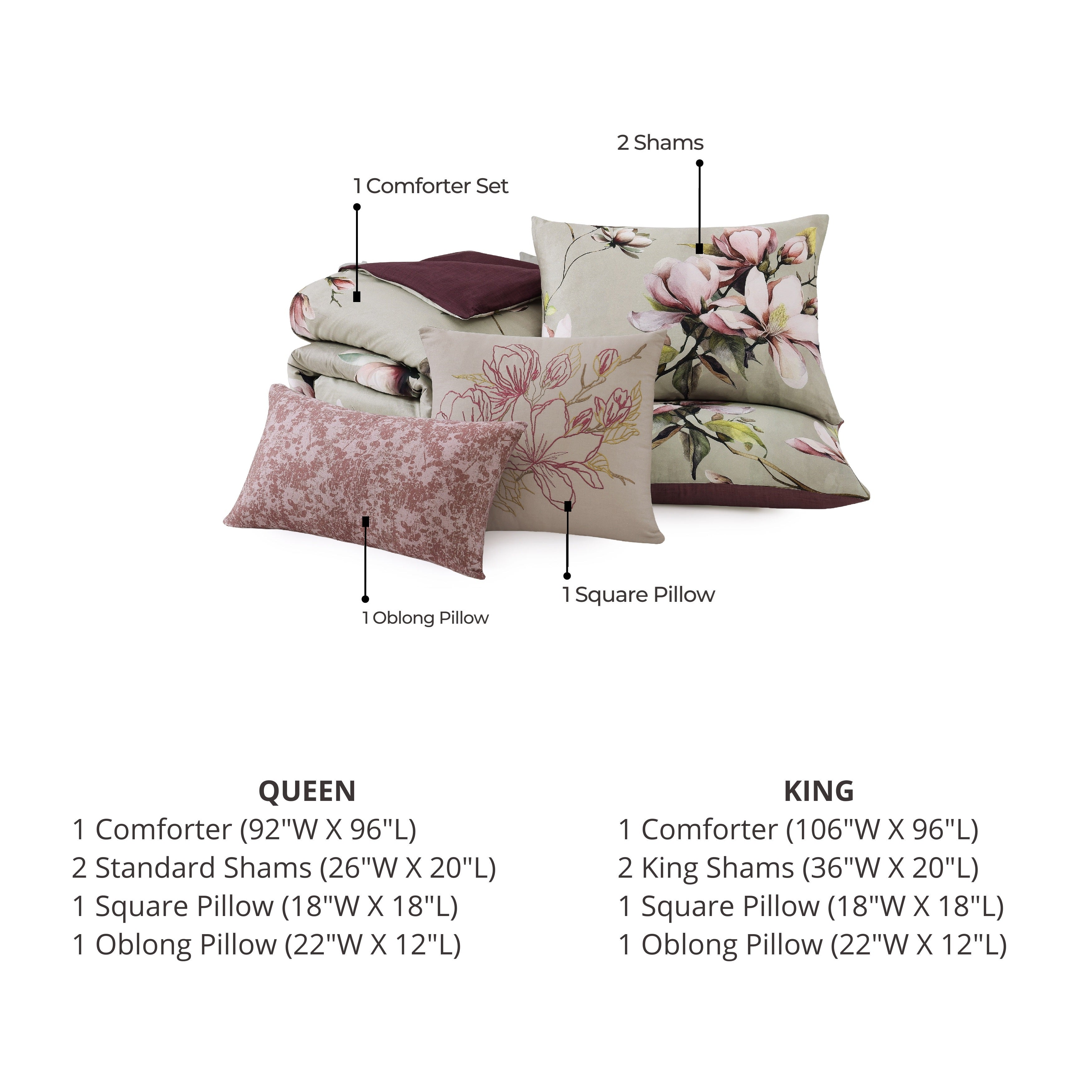 Latest Living Purple Lilies 5 Piece Reversible Comforter Set