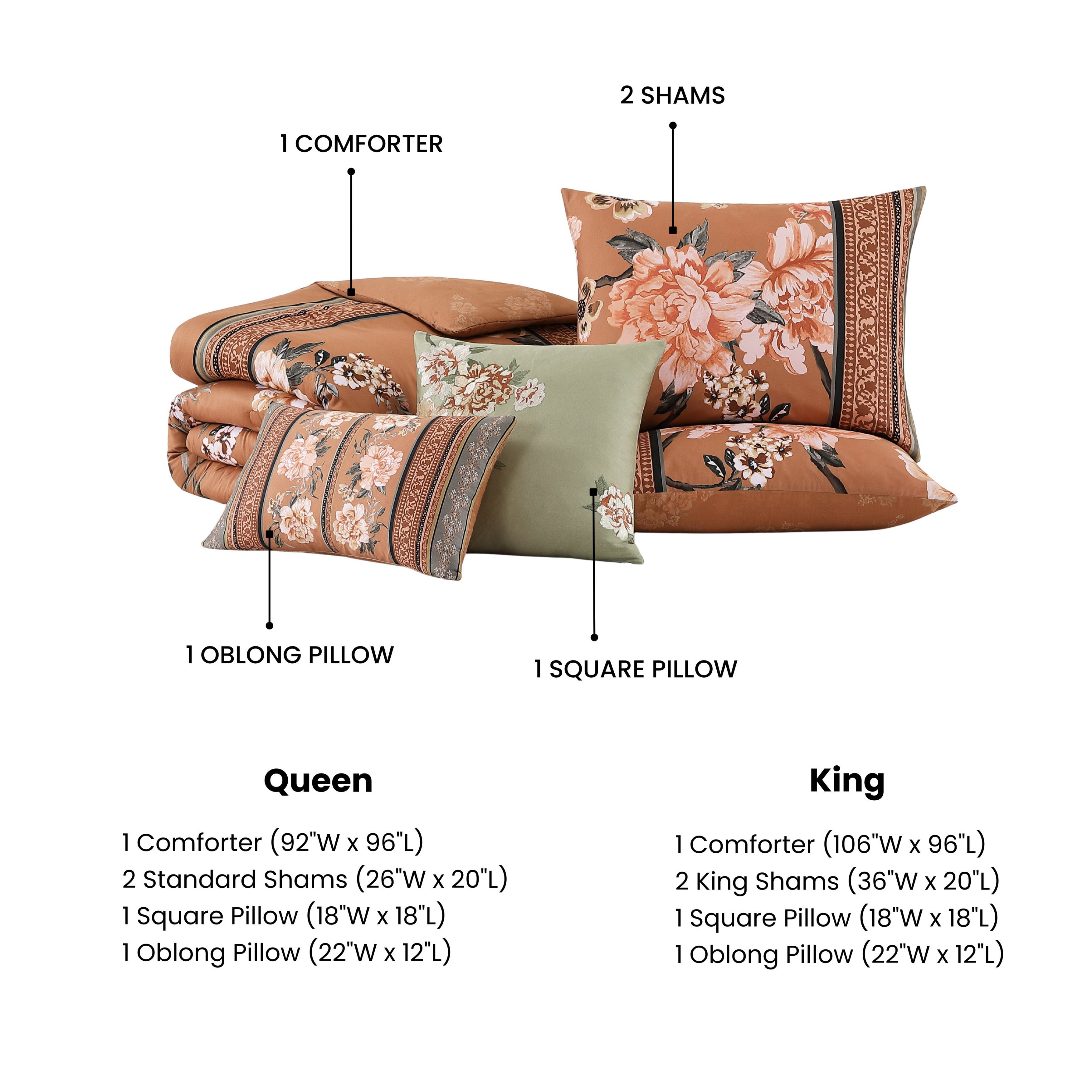 Latest Living Rossana 5 Piece Reversible Comforter Set