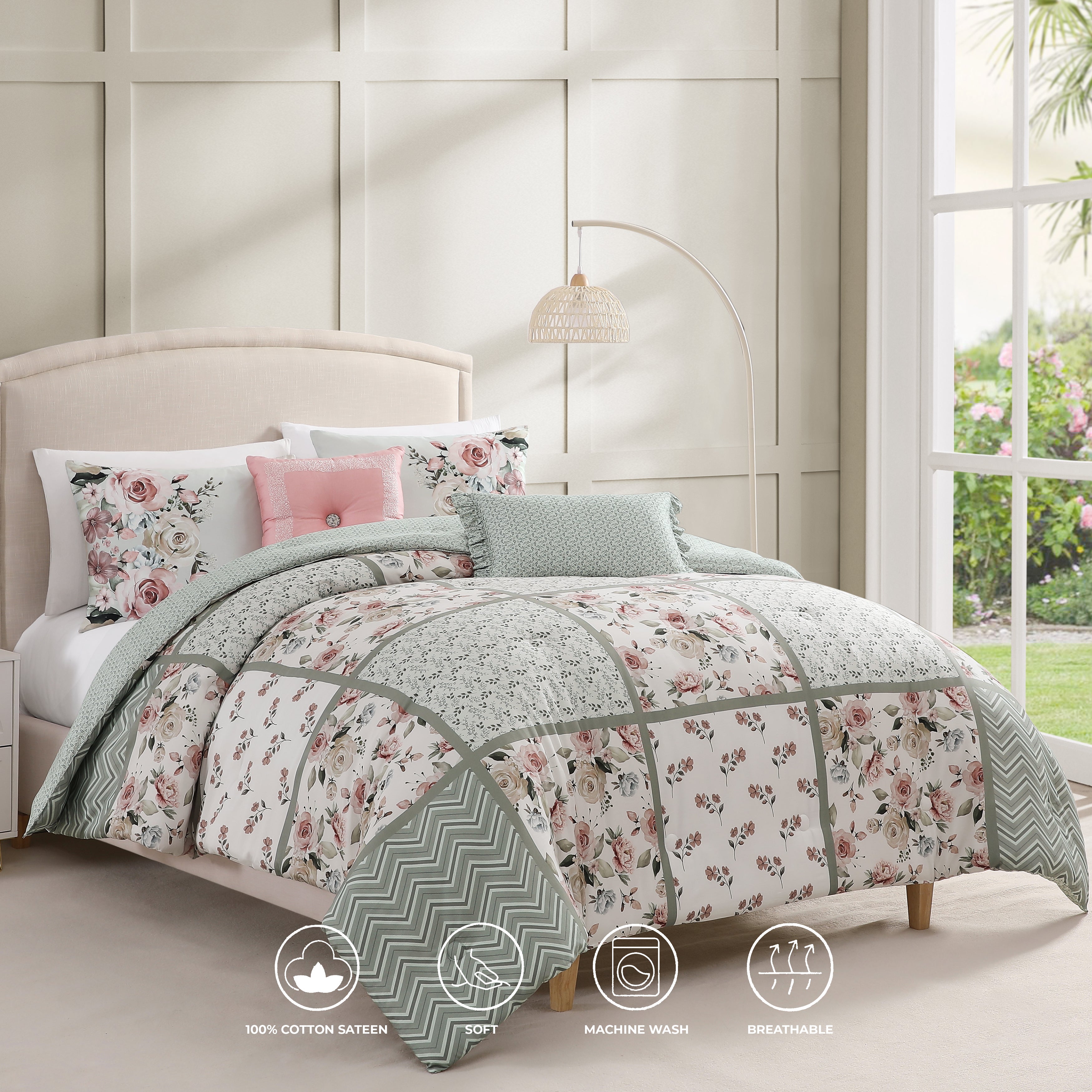 Latest Living Sage Serenity 5 Piece Reversible Comforter Set