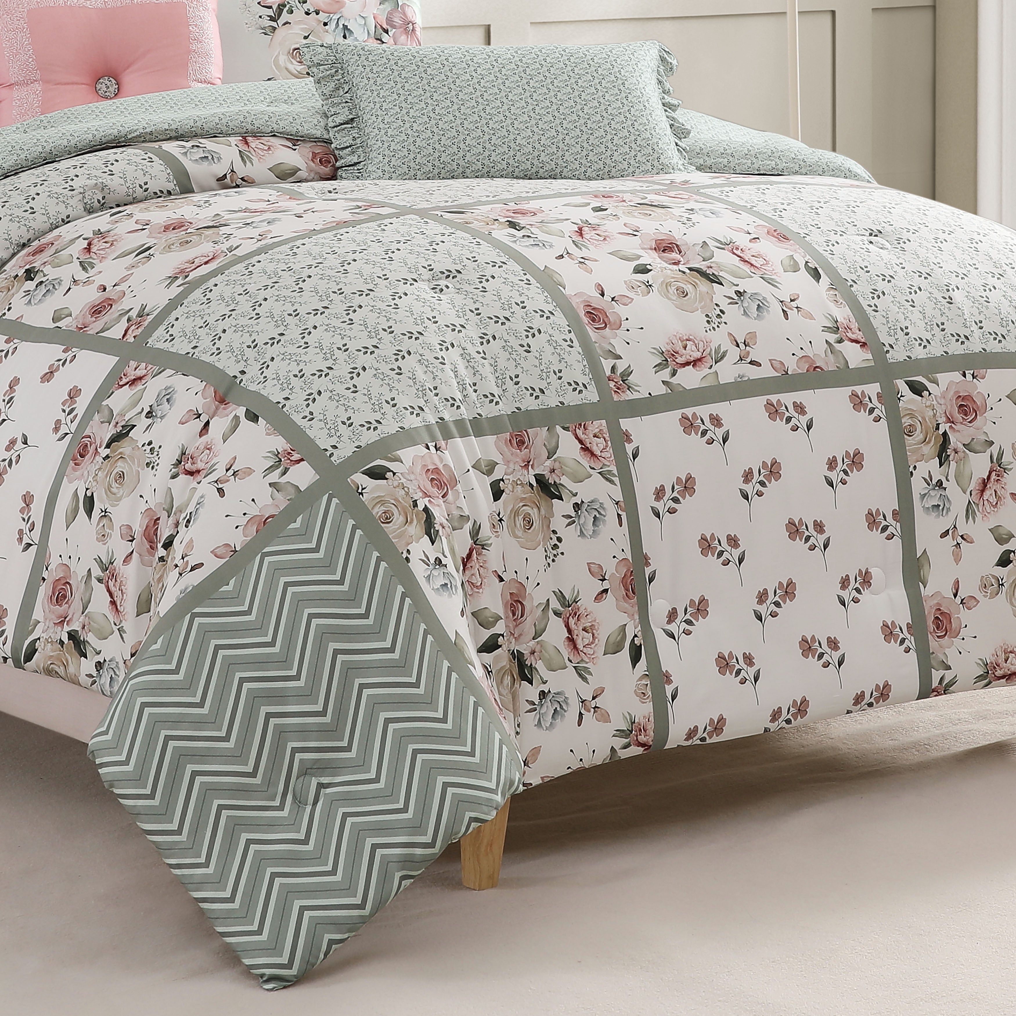 Latest Living Sage Serenity 5 Piece Reversible Comforter Set
