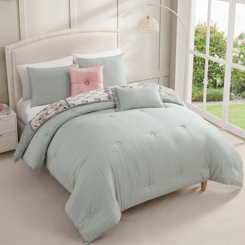 Latest Living Sage Serenity 5 Piece Reversible Comforter Set