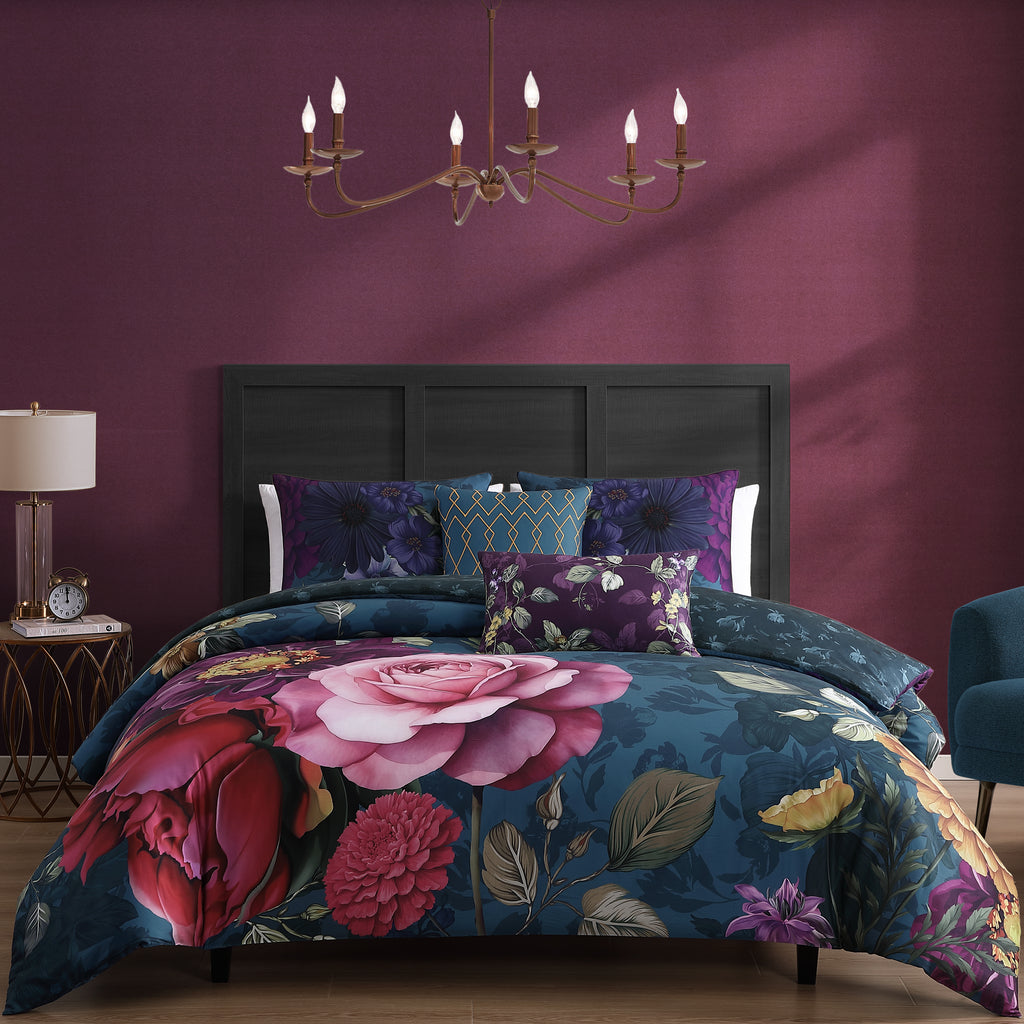 Latest Living Vibrant Flora 5 Piece Reversible Comforter Set