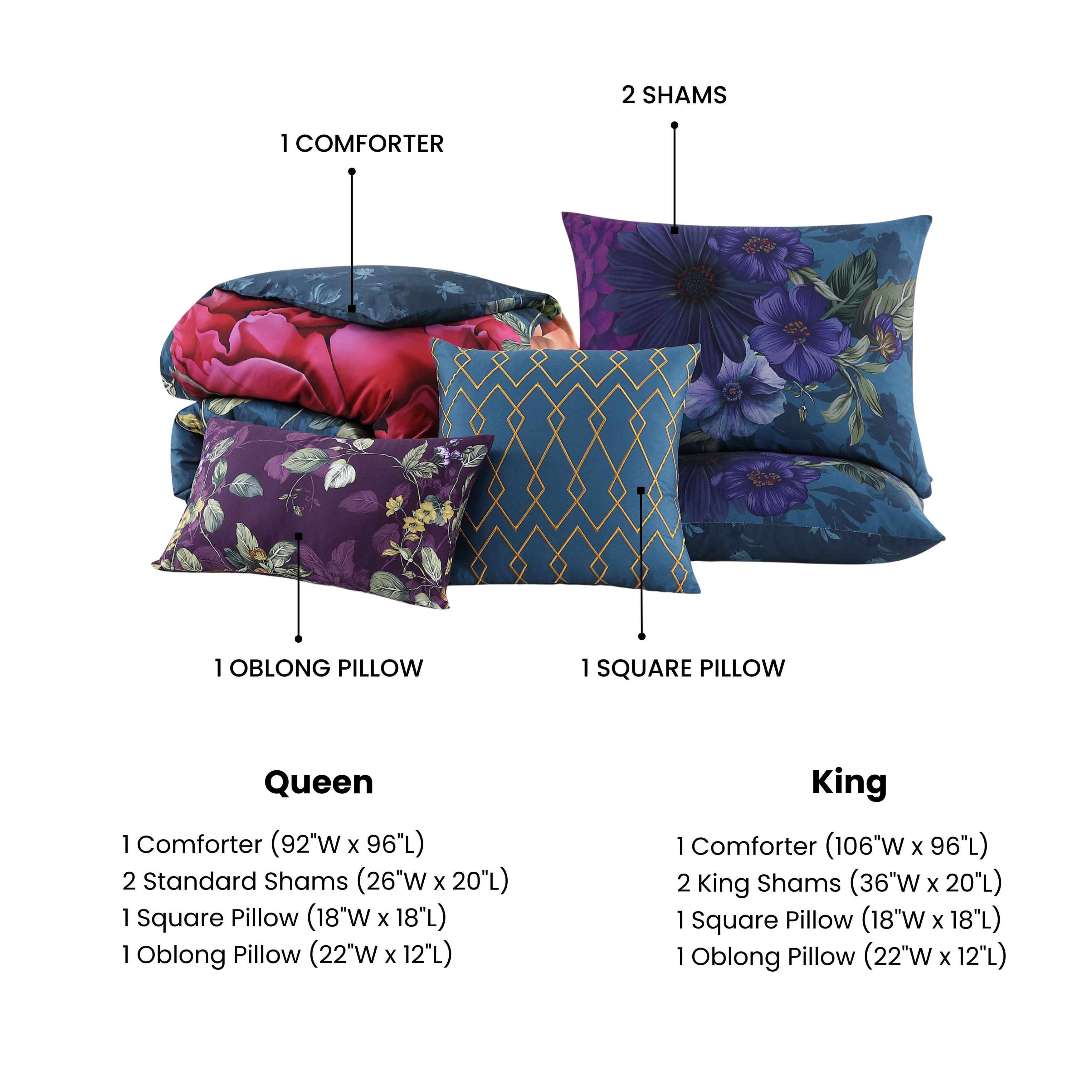 Latest Living Vibrant Flora 5 Piece Reversible Comforter Set