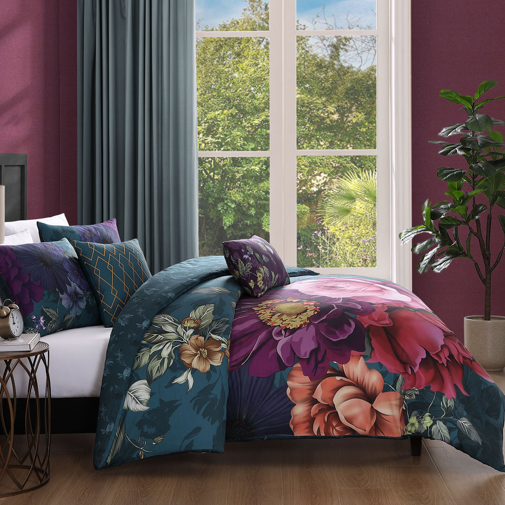 Latest Living Vibrant Flora 5 Piece Reversible Comforter Set