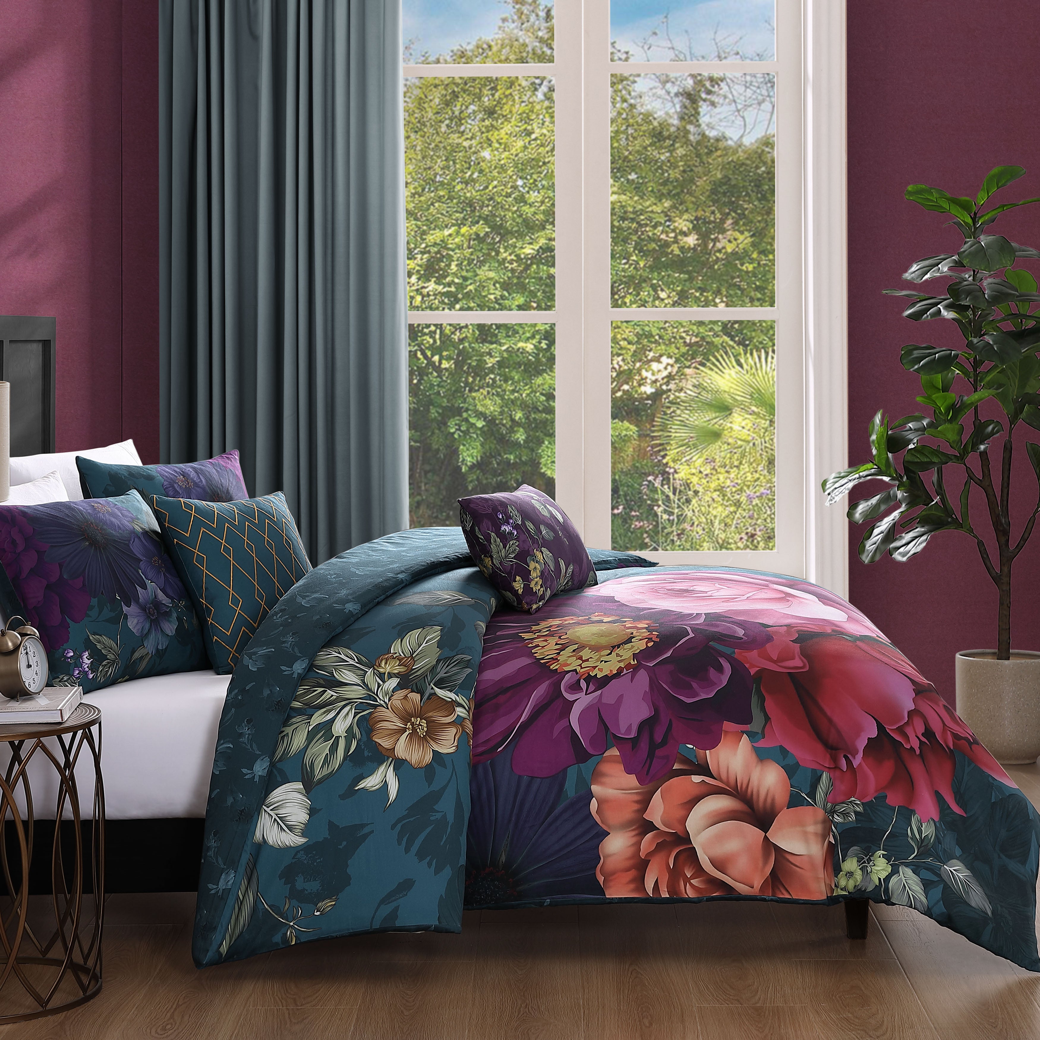Latest Living Vibrant Flora 5 Piece Reversible Comforter Set