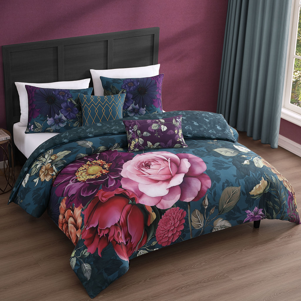 Latest Living Vibrant Flora 5 Piece Reversible Comforter Set