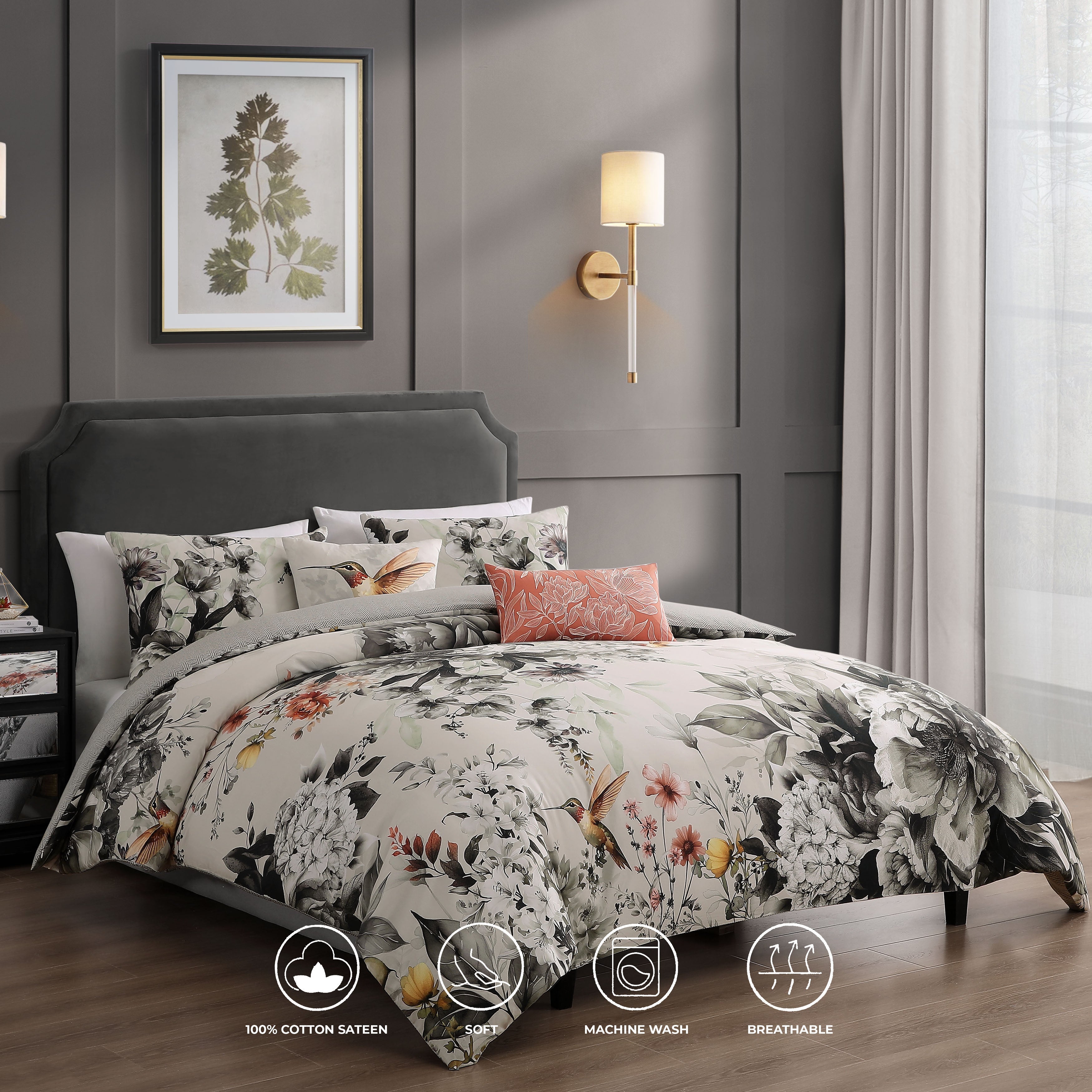 Bebejan Vintage Bloom 5 Piece Reversible Comforter Set