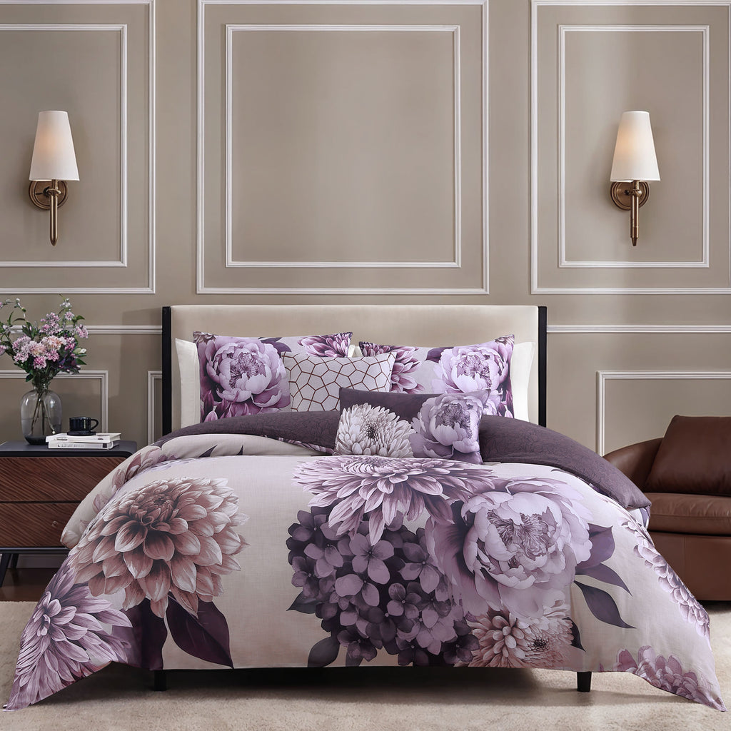 Latest Living Plum Petal 5 Piece Reversible Comforter Set