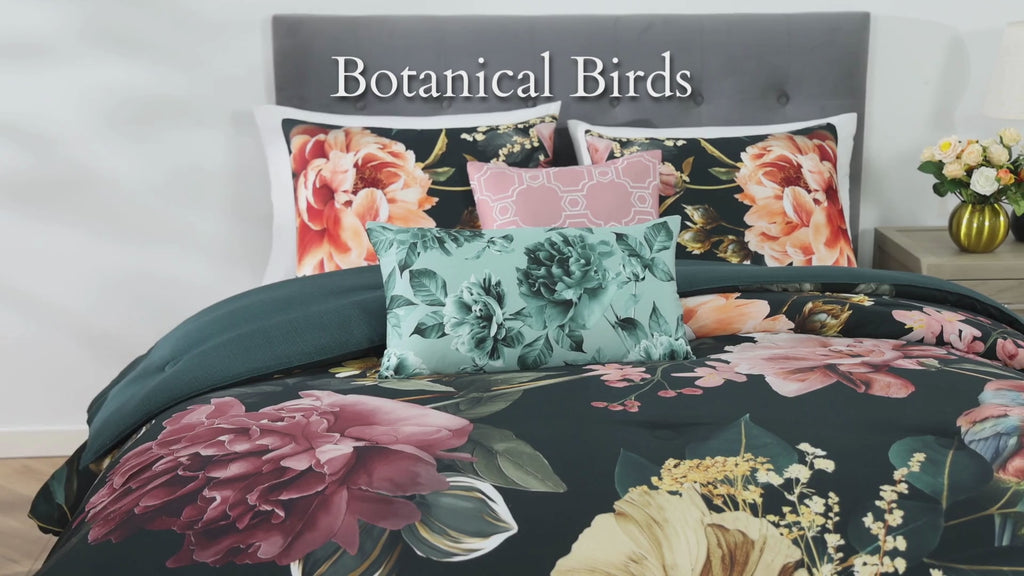 Latest Living Botanical Birds 5 Piece Reversible Comforter Set