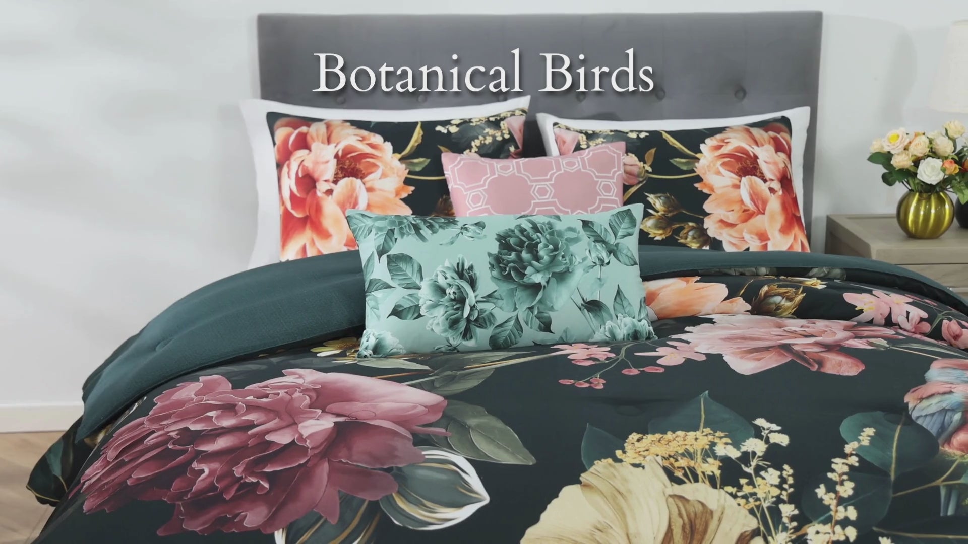 Latest Living Botanical Birds 5 Piece Reversible Comforter Set