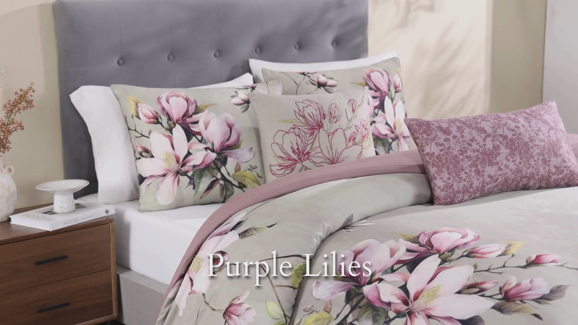 Latest Living Purple Lilies 5 Piece Reversible Comforter Set