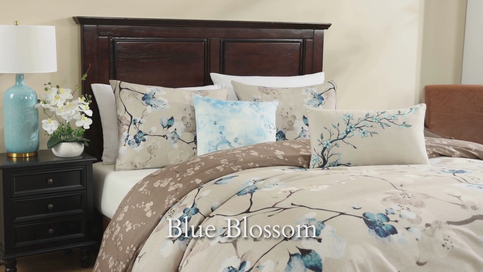 Latest Living Blue Blossom 5 Piece Reversible Comforter Set