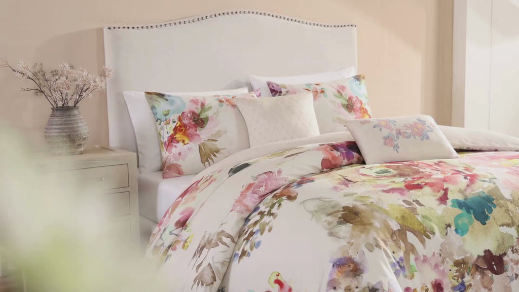 Latest Living Antique Flowers Ivory 5 Piece Reversible Comforter Set