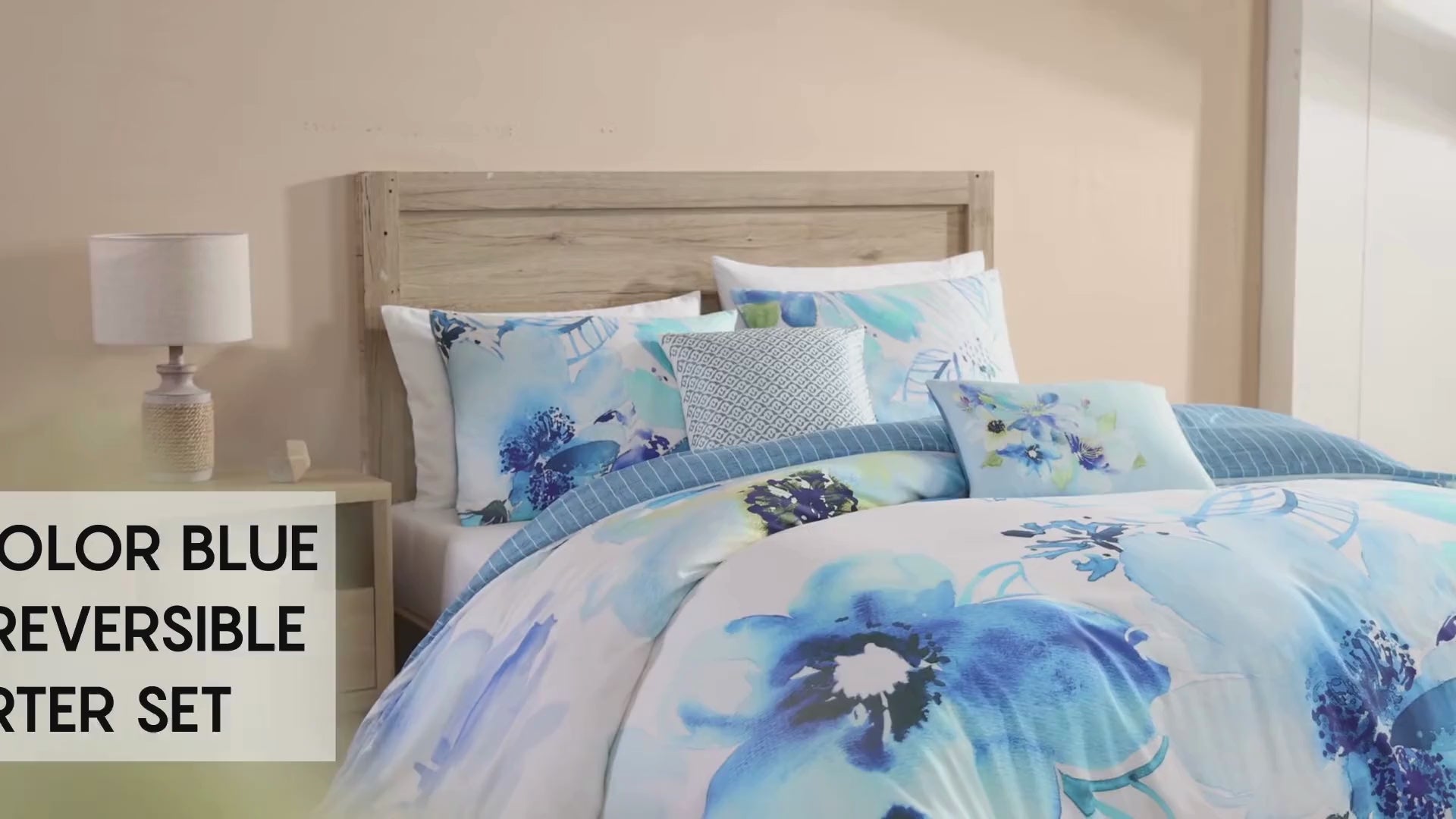 Latest Living Watercolor Blue 5 Piece Reversible Comforter Set
