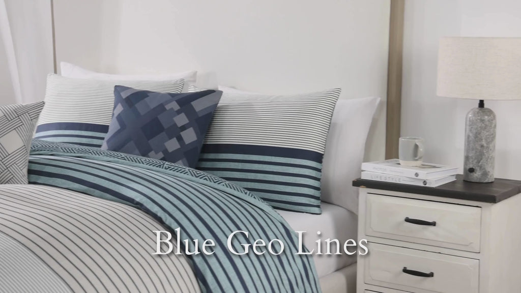 Latest Living Blue Geo Lines 5 Piece Reversible Comforter Set