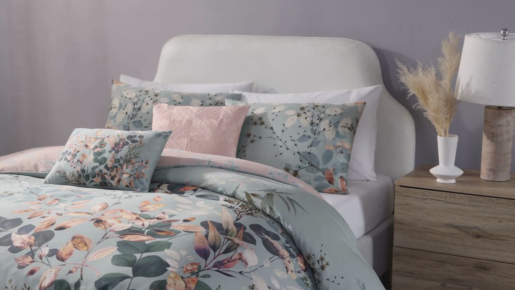 Latest Living Peach Leaves on Sage 5 Piece Reversible Comforter Set