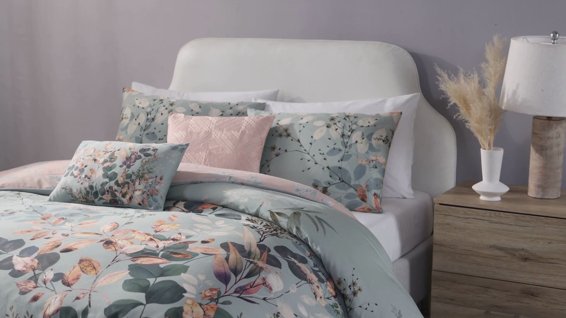 Latest Living Peach Leaves on Sage 5 Piece Reversible Comforter Set