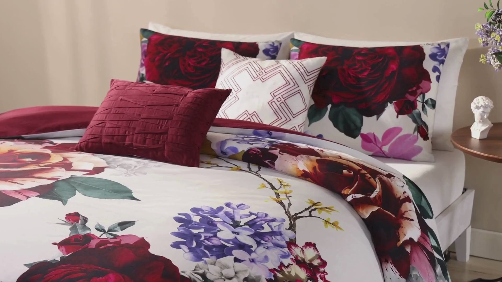 Latest Living Magenta Floral 5 Piece Reversible Comforter Set