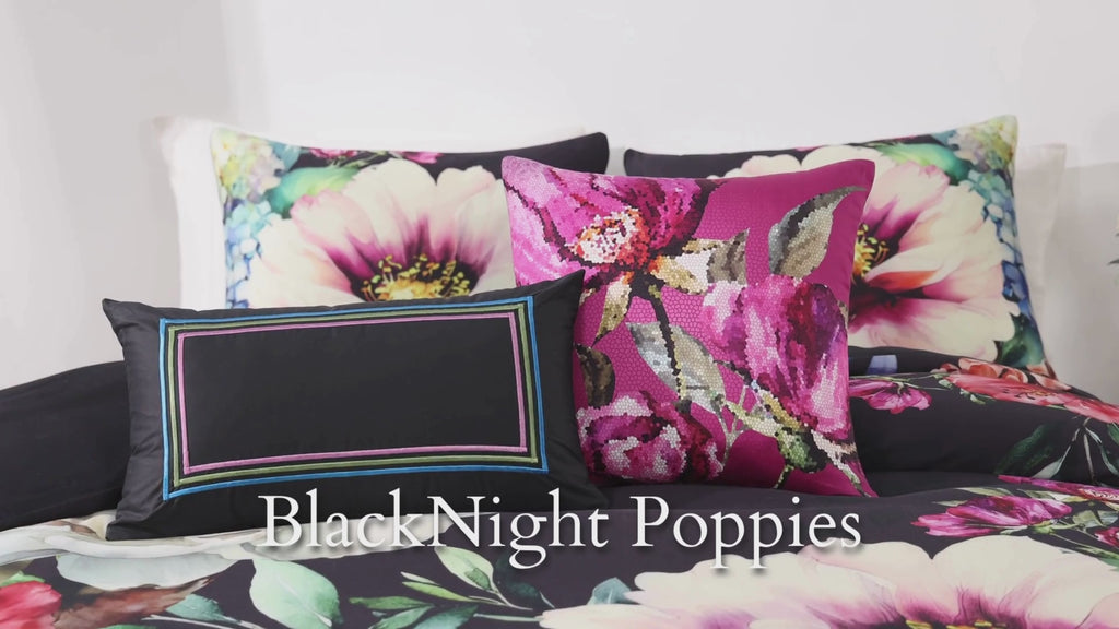 Latest Living Black Night Poppies 5 Piece Reversible Comforter Set