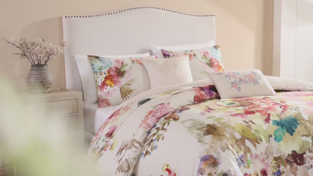 Latest Living Antique Flowers Ivory 5 Piece Reversible Comforter Set